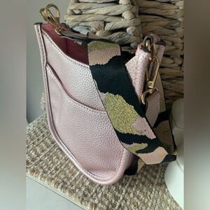 Metallic Pink Leather Crossbody Bag